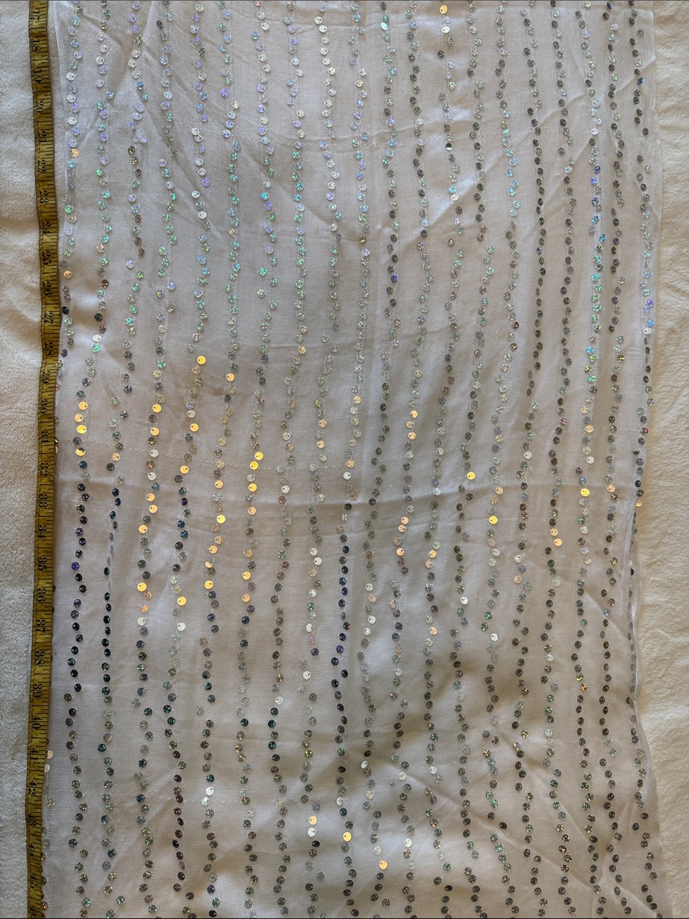 White Sequin Stripe Wrap Scarf
